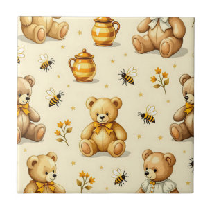 Carreau Motif de pépinière d'ours en peluche et d'abeilles