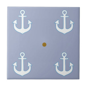 Carreau motif de petites ancres blanches