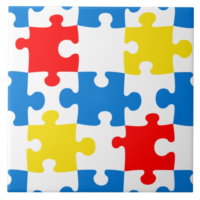 Carreau Motif de pièces de puzzle colorées vives (Devant)
