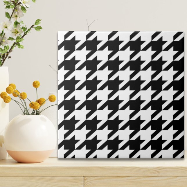 Carreau motif de pied de (stylish geometric black white houndstooth pattern ceramic tile)