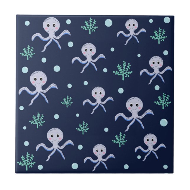 Carreau Motif de Pieuvre Mignonne (Devant)
