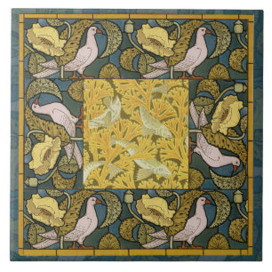 Carreau Motif de pigeon de poisson d'art nouveau vintage V