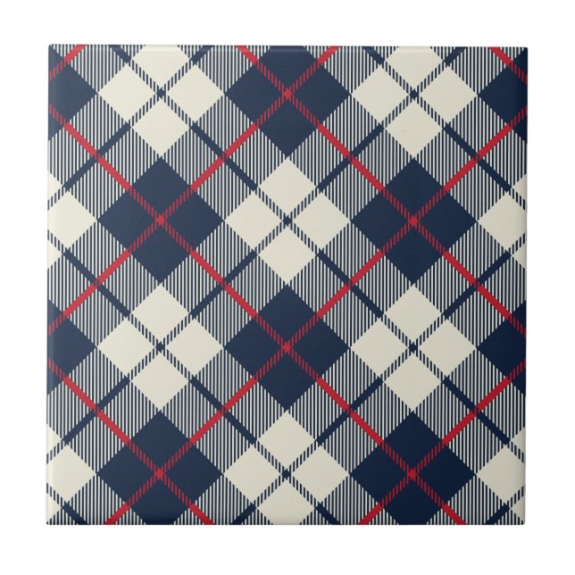 Carreau Motif de plaid de bleu marine (Devant)