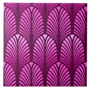 Carreau Motif de plume d'art déco, pourpre d'améthyste