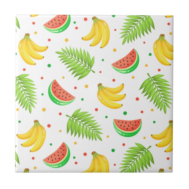 Carreau Motif de Pointe Polka aux fruits tropicaux (Devant)