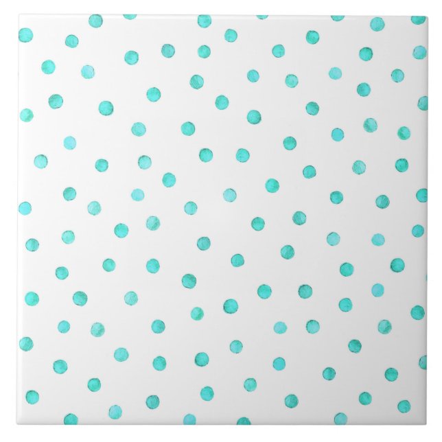 Carreau Motif de points blanc bleu turquoise de confettis (Devant)