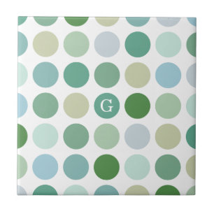 Carreau Motif de points chic coloré vert monogramme