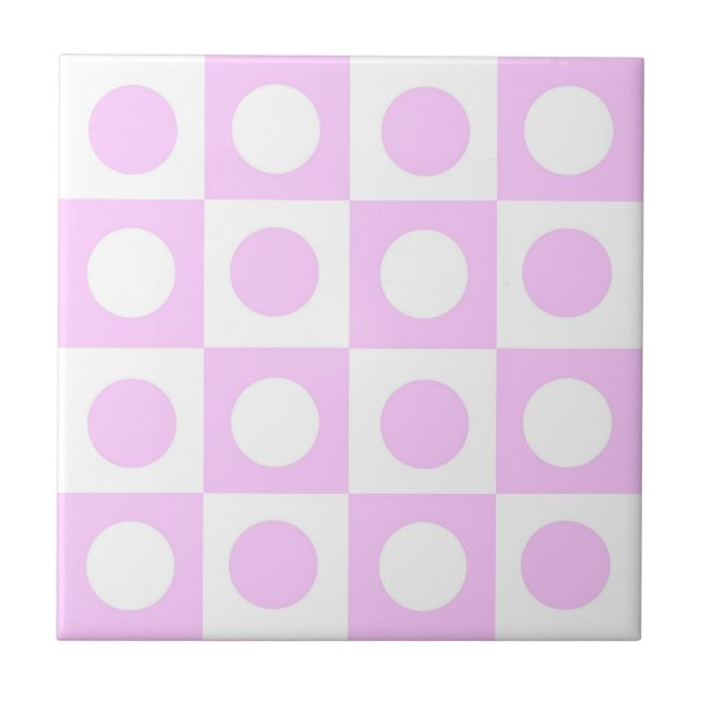 Carreau Motif de points et de carrés rose pastel (Devant)