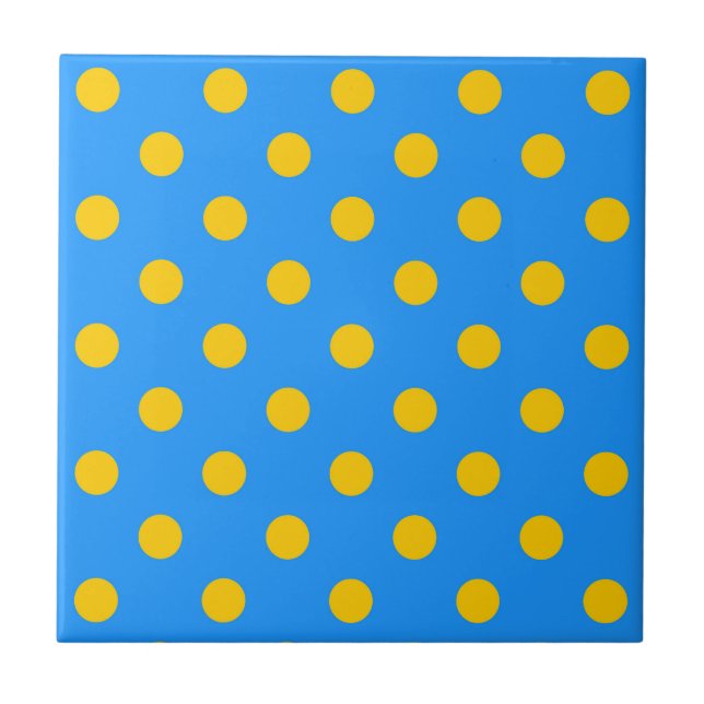 Carreau Motif de points jaunes sur fond bleu (Devant)
