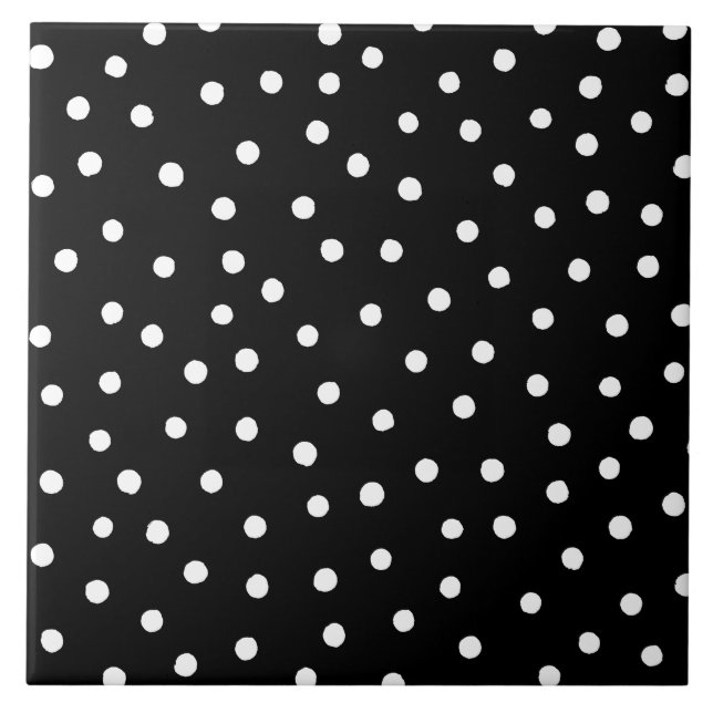 Carreau Motif de points noir et blanc de confettis (Devant)