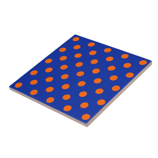 Carreau Motif de points orange sur fond bleu  (Créateur téléchargé)