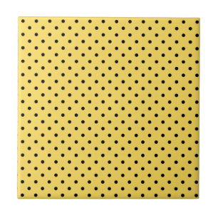 Carreau Motif de points Polka Jaune et Noir personnalisé