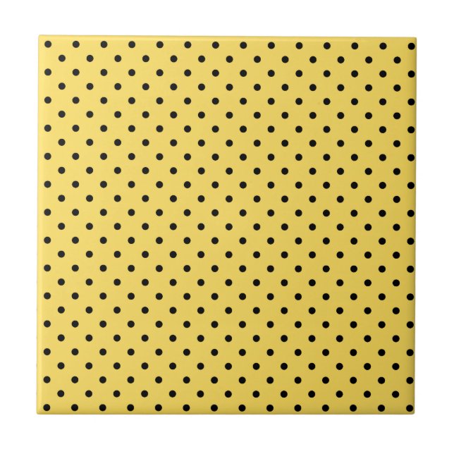 Carreau Motif de points Polka Jaune et Noir personnalisé (Devant)