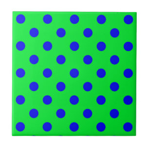 Carreau Motif de pois bleus sur fond vert