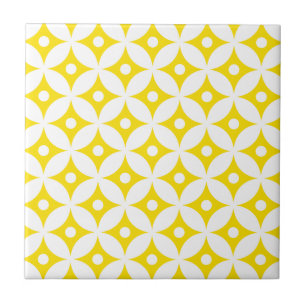 Carreau Motif de pois jaune et blanc moderne de cercle