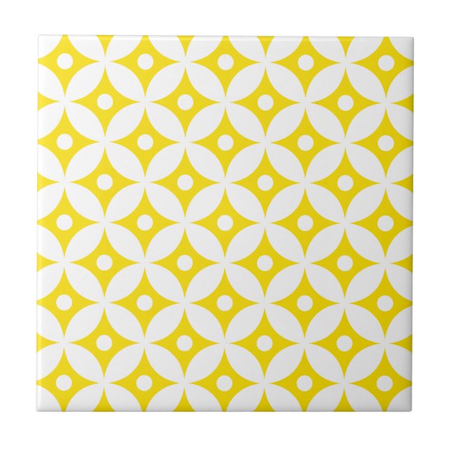 Carreau Motif de pois jaune et blanc moderne de cercle (Devant)