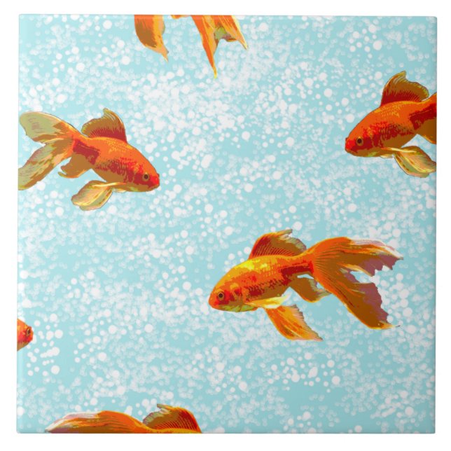 Carreau motif de poisson d'or (Devant)
