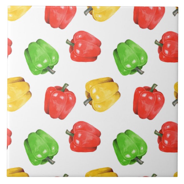 Carreau Motif de poivrons à l'aquarelle  (Devant)