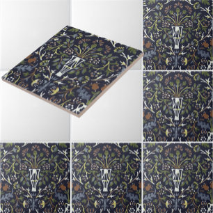 Carreau Motif de pot de fleurs vintage de William Morris