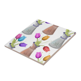 Carreau Motif de Pots de Fleurs