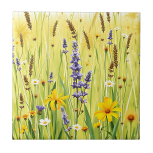 Carreau Motif de prairie fleurie estivale