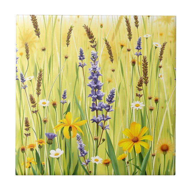 Carreau Motif de prairie fleurie estivale (Devant)