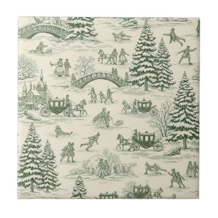 Carreau Motif de promenade en traîneau de Noël Toile Verte