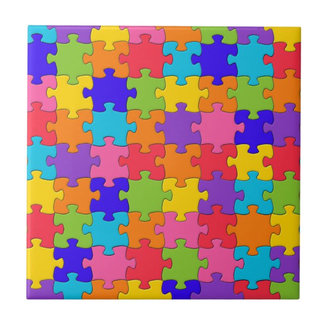 Carreau motif de puzzle - Pièces multicolores (Devant)