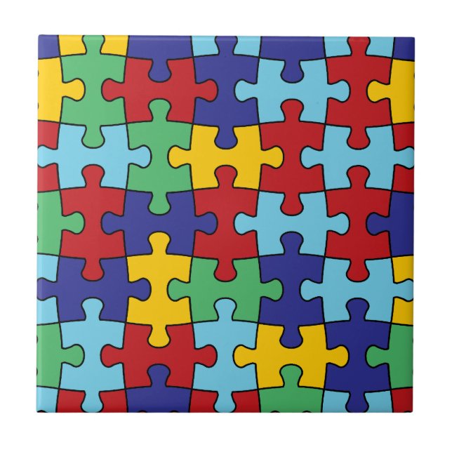 Carreau Motif de puzzle sensibilisation sur l'autisme (Devant)