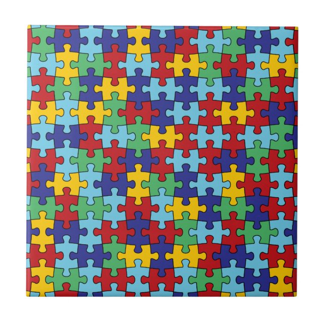 Carreau Motif de puzzle sensibilisation sur l'autisme (Devant)
