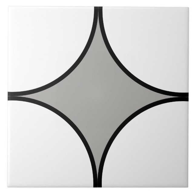 Carreau Motif de quart de cercle noir, blanc et gris (Devant)