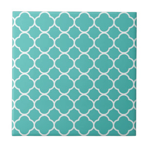 Carreau Motif de Quatrefoil bleu-vert
