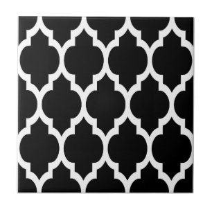 Carreau Motif de Quatrefoil Marocain Noir Blanc #4