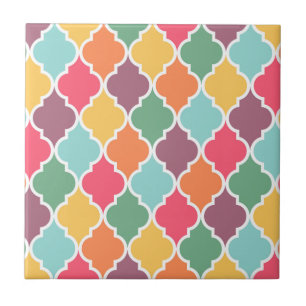 Carreau Motif de quatrefoil oriental coloré