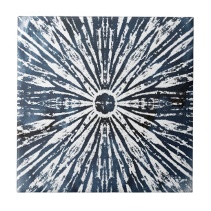 Carreau Motif de radial d'encre d'indigo