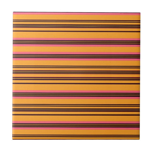 Carreau Motif de rayure horizontale rose orange gras (Devant)