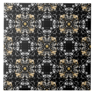 Carreau Motif de régence d'argent, d'or et de Black Holly