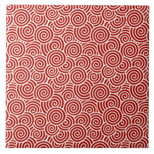 Carreau Motif de remous de Japonais - rouge-foncé et blanc