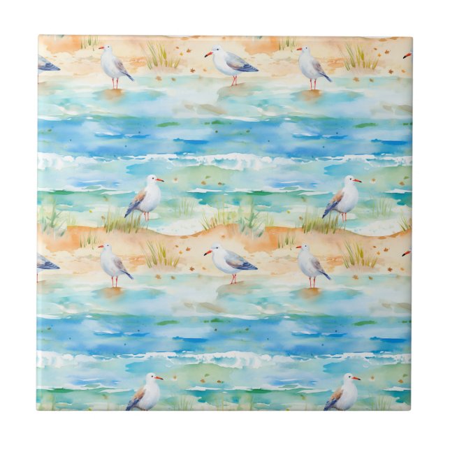 Carreau Motif de rivage de bécasseau côtier (1) (Devant)