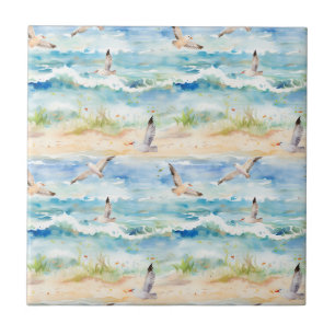 Carreau Motif de rivage de bécasseau côtier (2)