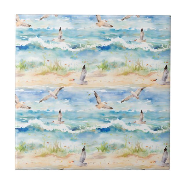 Carreau Motif de rivage de bécasseau côtier (2) (Devant)