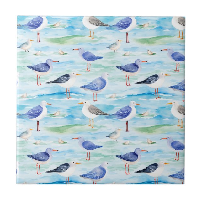 Carreau Motif de rivage de bécasseau côtier (3) (Devant)