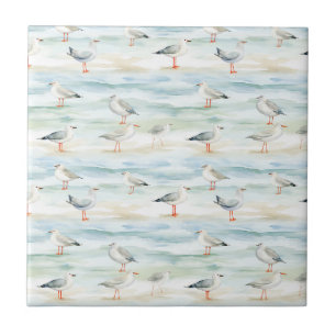 Carreau Motif de rivage de bécasseau côtier (6)