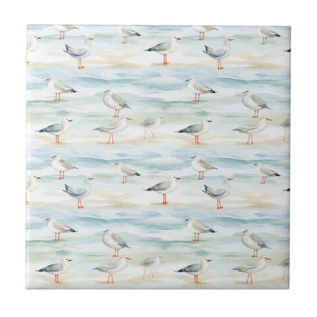 Carreau Motif de rivage de bécasseau côtier (6) (Devant)