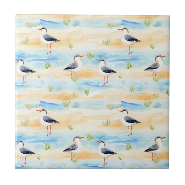 Carreau Motif de rivage de bécasseau côtier (7) (Devant)