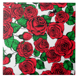 Carreau Motif de roses rouges