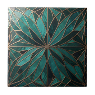 Carreau Motif de starburst géométrique doré Art Déco Luxe