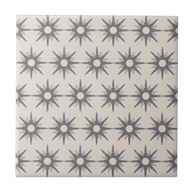 Carreau Motif de Starburst moderne Silver du milieu du siè (Devant)