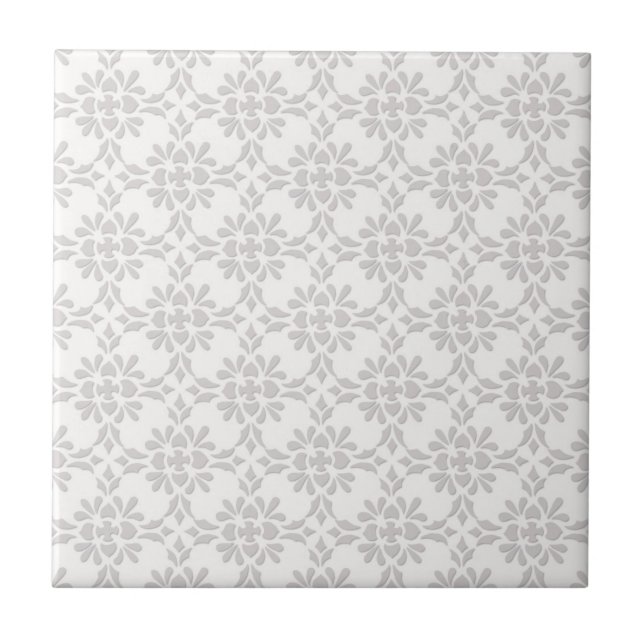 Carreau Motif de style damassé gris et blanc (Devant)