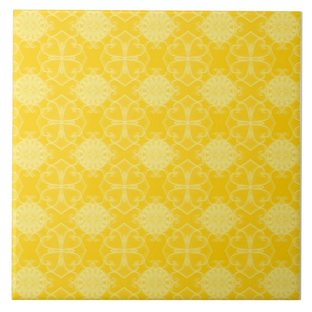 Carreau Motif de style méditerranéen : Jaune et Blanc (Devant)